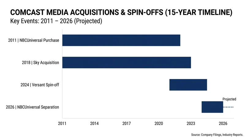 The rise and fall of Comcast's vertically integrated media conglomerate strategy.