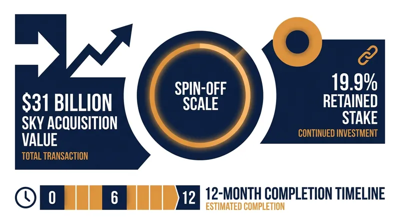 Key figures detailing the scale and timeline of the historic corporate separation.