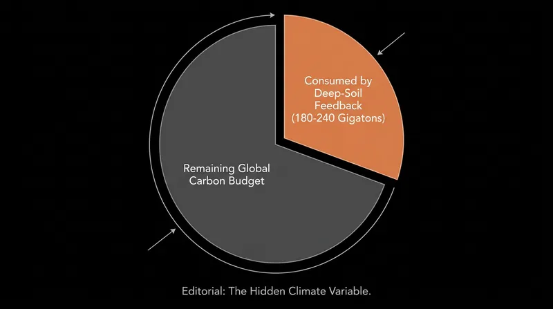 The deep-soil feedback could effectively consume the entirety of the world's remaining carbon budget for the 1.5°C target.