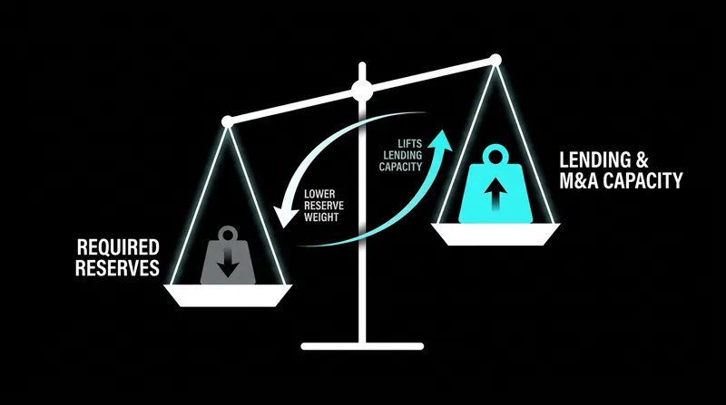 Capital requirements act as a seesaw: lowering mandatory reserves directly increases a bank's capacity to lend.