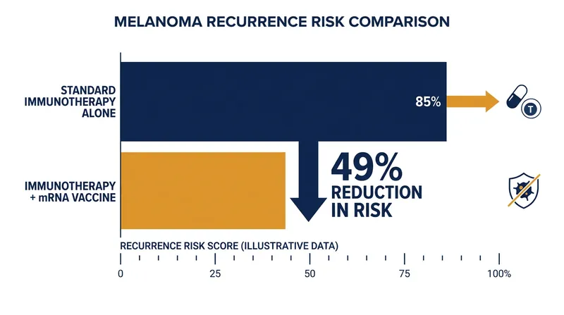 Five-year data shows the addition of a personalized mRNA vaccine nearly halves the risk of melanoma recurrence or death.