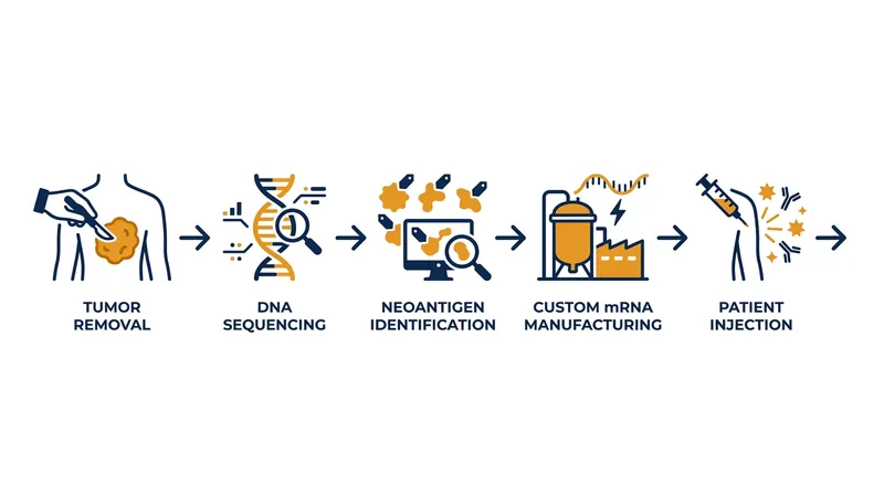 The bespoke manufacturing process transforms a patient's excised tumor into a targeted biological weapon in a matter of weeks.