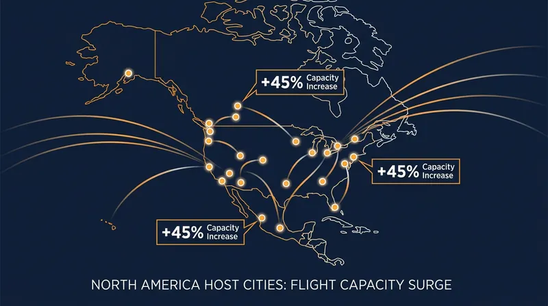 Aviation capacity to the 16 host cities has surged by 45% compared to standard summer schedules.
