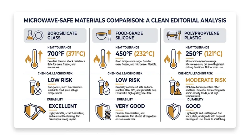 Comparing the thermal and physical properties of the three dominant kitchen storage materials.