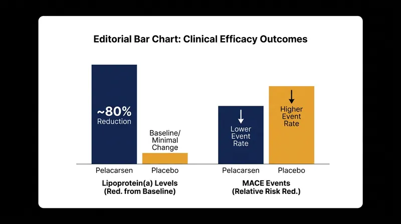 Patients receiving pelacarsen in the Lp(a)HORIZON trial saw their Lp(a) levels drop by roughly 80%.