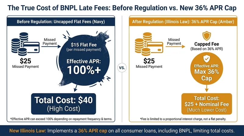 How flat-rate late fees previously translated to triple-digit effective interest rates.