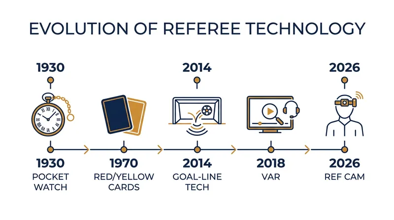 The technological evolution of World Cup officiating over the last century.