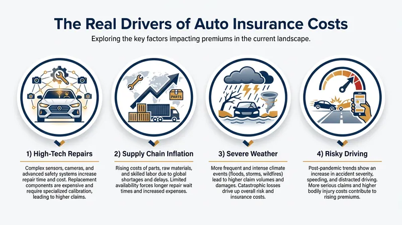 Industry experts point to a combination of technological, economic, and behavioral factors driving up premiums.