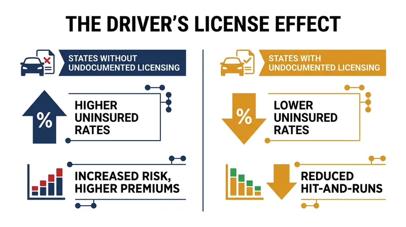 Studies show that allowing undocumented immigrants to obtain driver's licenses actually reduces the rate of uninsured motorists.