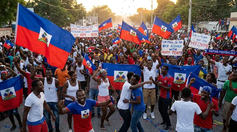 Fans in Port-au-Prince celebrate the national team's qualification, offering a rare moment of unity and joy.