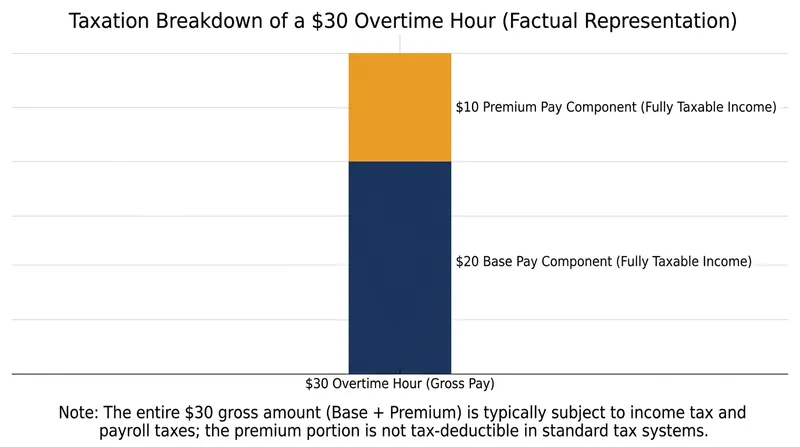 Only the premium 'half' of time-and-a-half overtime pay qualifies for the federal deduction.