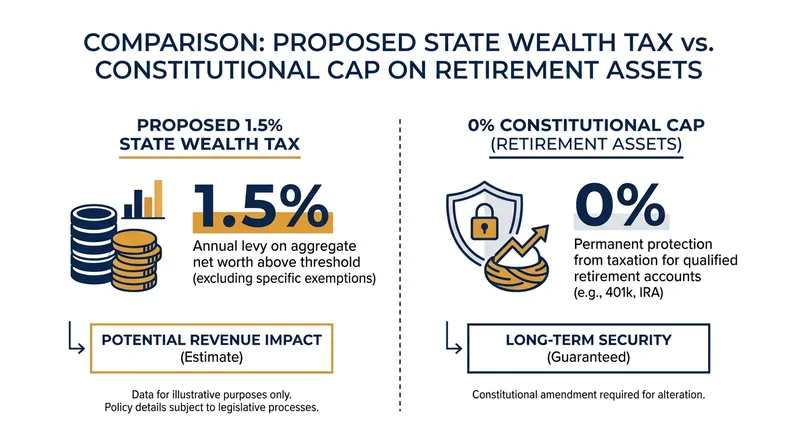 The initiative would constitutionally cap wealth taxes on qualified retirement accounts at 0%.