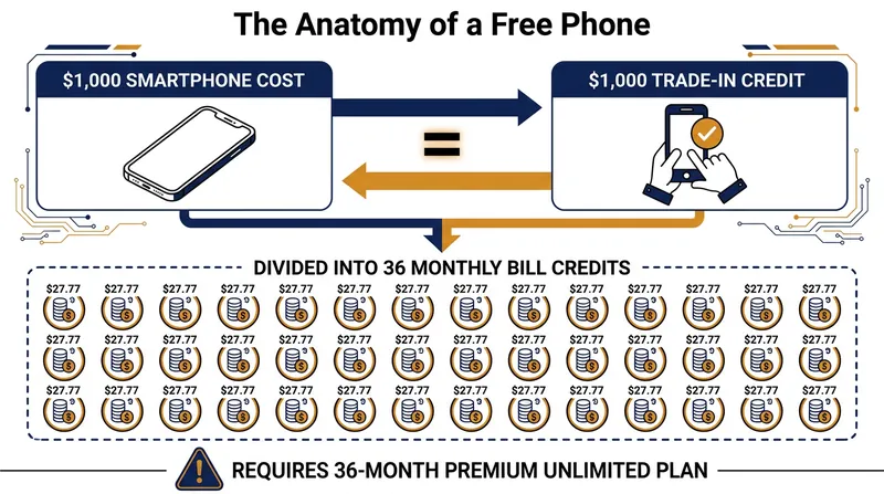 How carriers use 36-month bill credits to subsidize premium devices and lock in long-term service revenue.