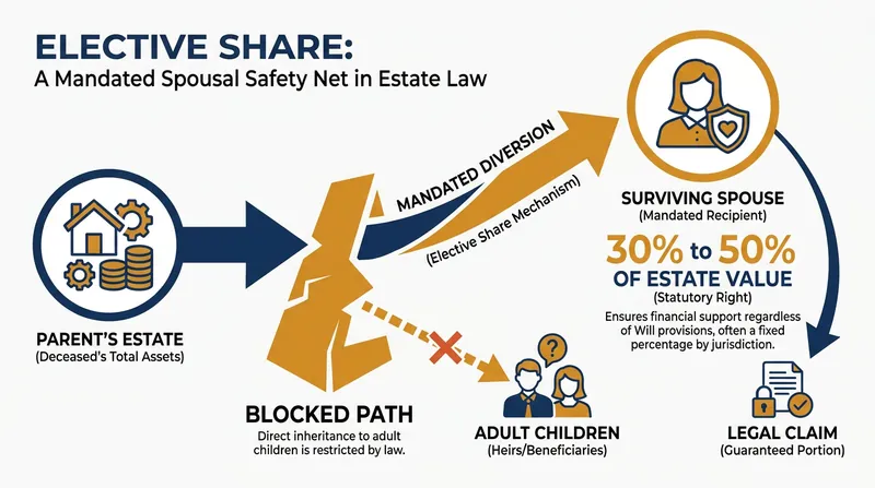 In most states, default laws guarantee a surviving spouse a significant portion of the estate, regardless of the deceased's will.