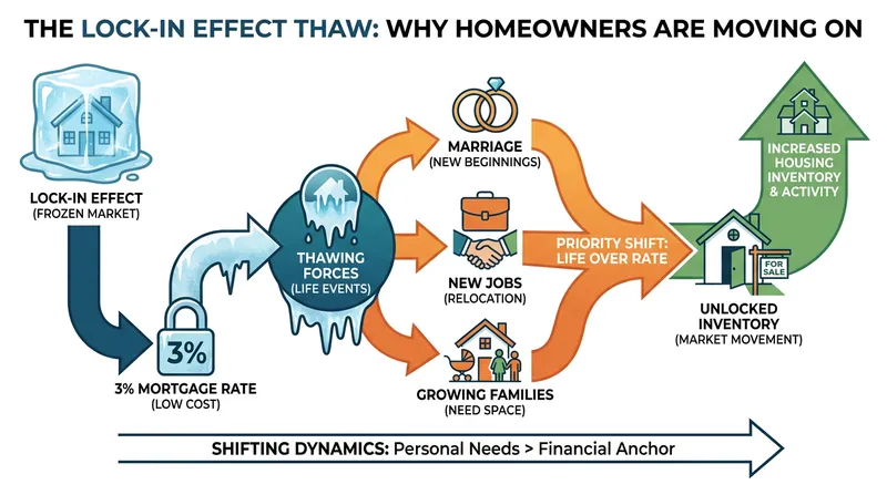 How demographic pressures and life milestones are overriding financial hesitations to unfreeze the market.