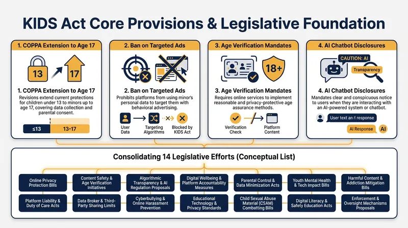 The KIDS Act merges 14 separate digital safety proposals into a single legislative package.