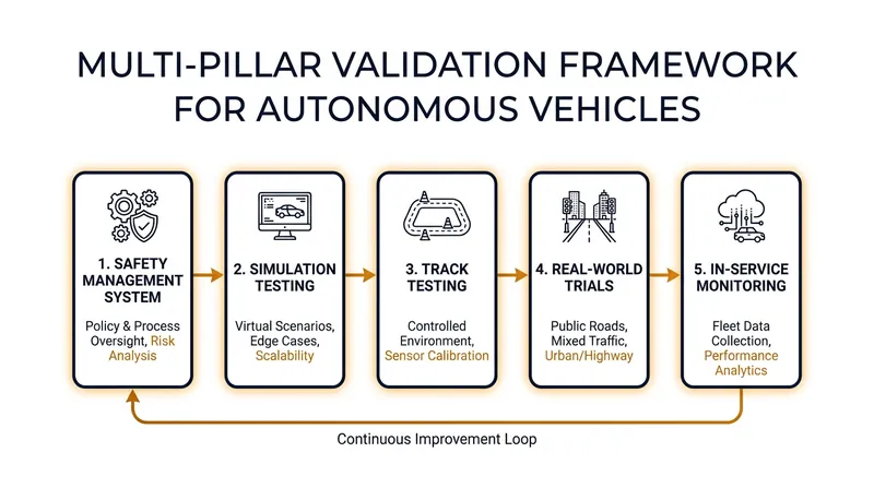 The UN regulation requires automakers to prove safety through a multi-pillar approach rather than a single standardized test.