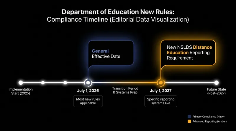 Institutions have until July 2027 to implement the new distance education enrollment reporting requirements.