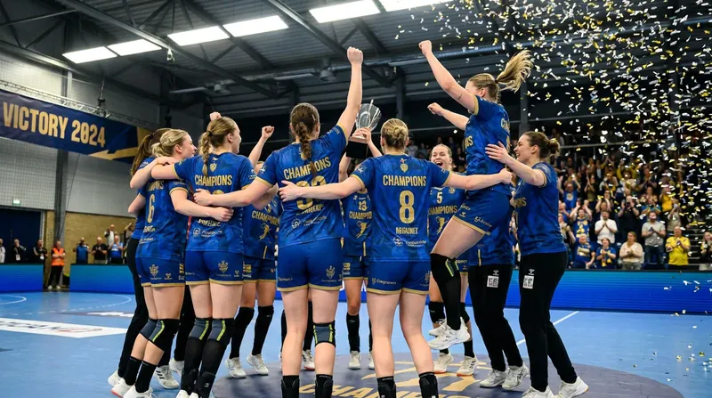 Kagawa Bank Shirasol Kagawa players celebrate their historic first-ever women's championship.