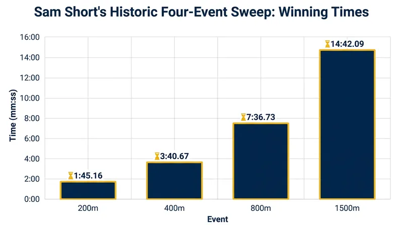 Sam Short became the first Australian man since Grant Hackett in 2005 to sweep the four middle-to-long distance freestyle events.