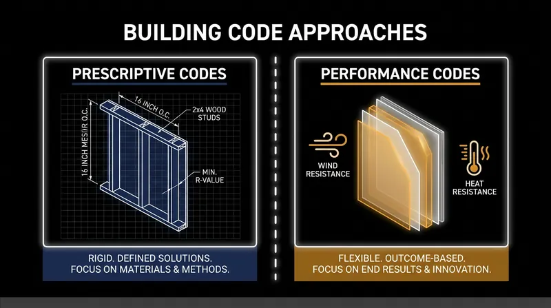 The shift to performance-based standards allows builders to use advanced materials as long as they meet safety benchmarks.