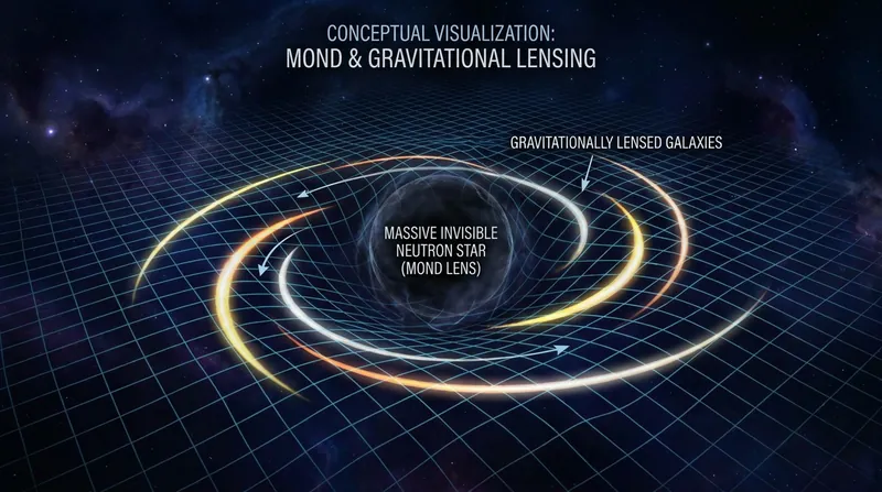Gravitational lensing bends the light of distant galaxies, allowing astronomers to map invisible mass.