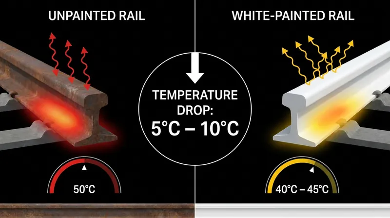 White paint can drop rail temperatures by up to 10°C, often keeping the steel below its critical buckling threshold.