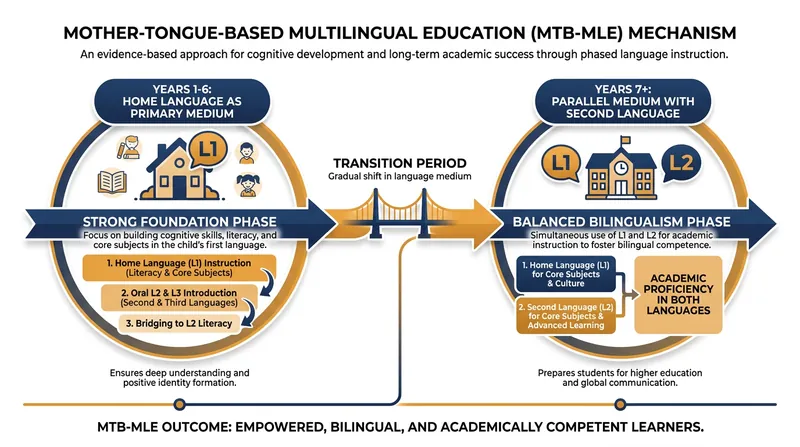 How the phased approach of Mother-Tongue-Based Multilingual Education works.