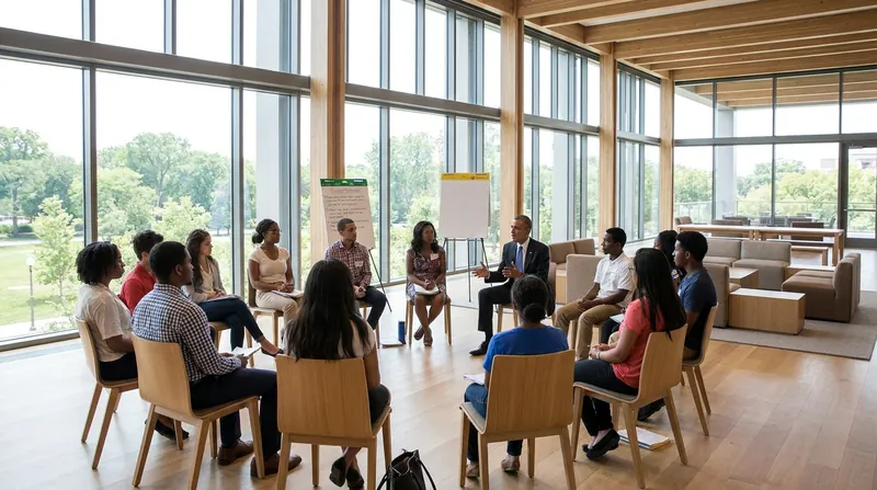 The Forum building is designed to host community workshops, leadership training, and local organizing events.