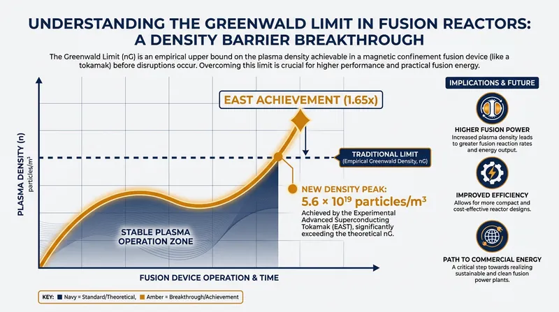 The EAST tokamak successfully sustained plasma at 1.65 times the theoretical Greenwald limit.