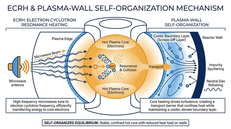 Targeted microwave heating creates a cooler boundary layer, preventing heavy impurities from destabilizing the plasma.