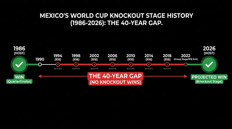 Mexico's 40-year wait between World Cup knockout stage victories.