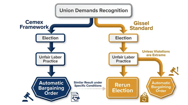 How the Cemex framework lowered the bar for mandatory union recognition compared to the historical Gissel standard.