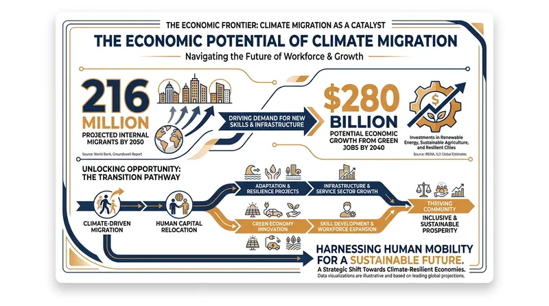 Projections indicate that integrating migrants into the green economy could unlock massive urban growth.