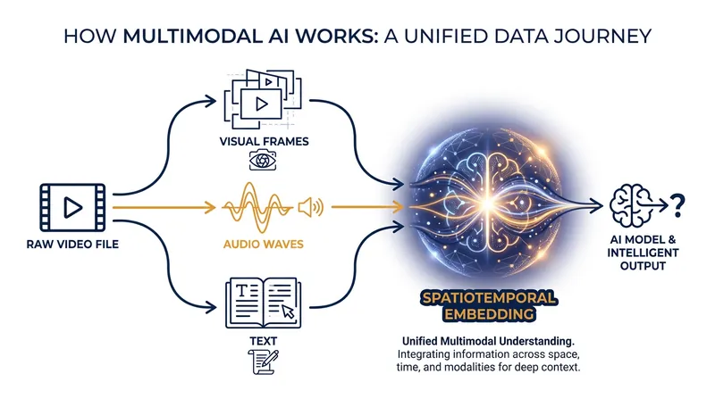Multimodal models analyze visuals, audio, and text simultaneously to understand context.