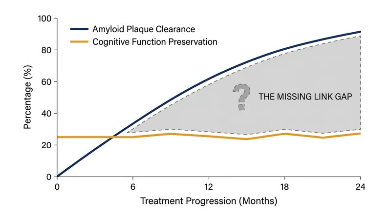 The 'Missing Link': Why clearing amyloid plaques has not been enough to fully halt cognitive decline.