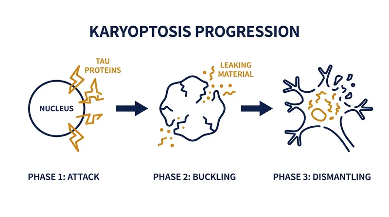 The three phases of karyoptosis: from nuclear envelope degradation to irreversible cell death.