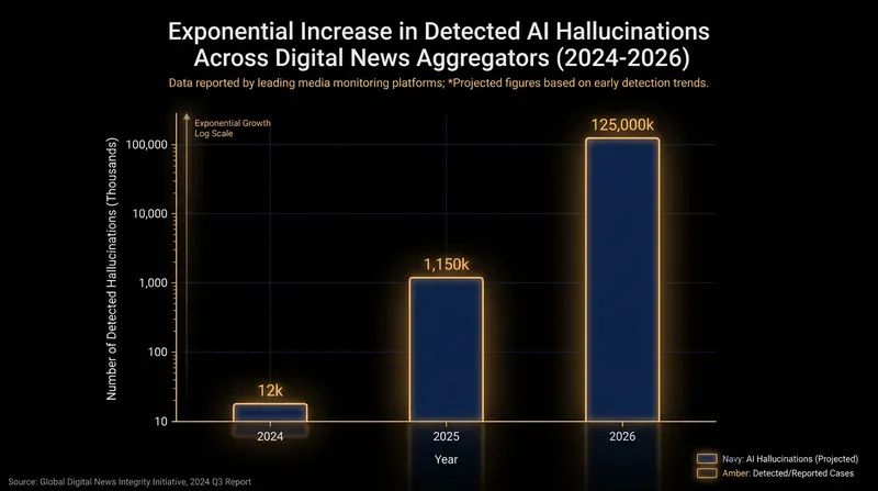 Academic studies show a sharp rise in the propagation of algorithmic hallucinations across secondary news sites.