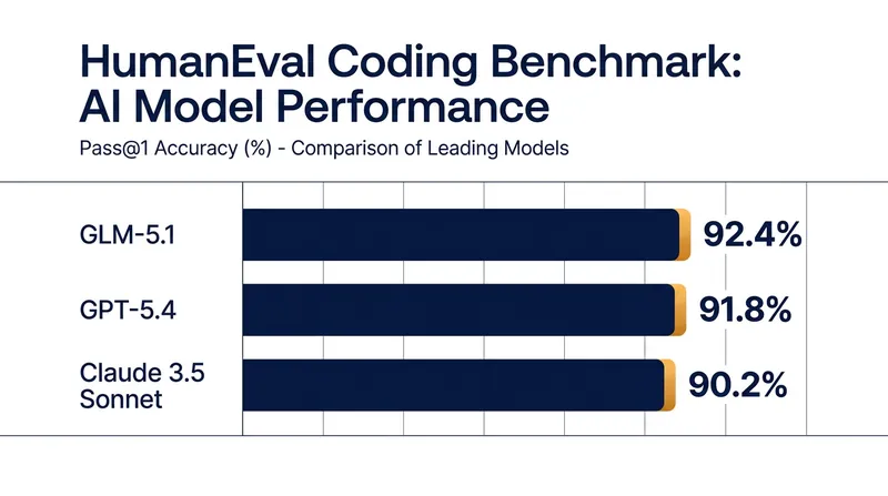 GLM-5.1 narrowly edges out top proprietary models on standard zero-shot coding benchmarks.