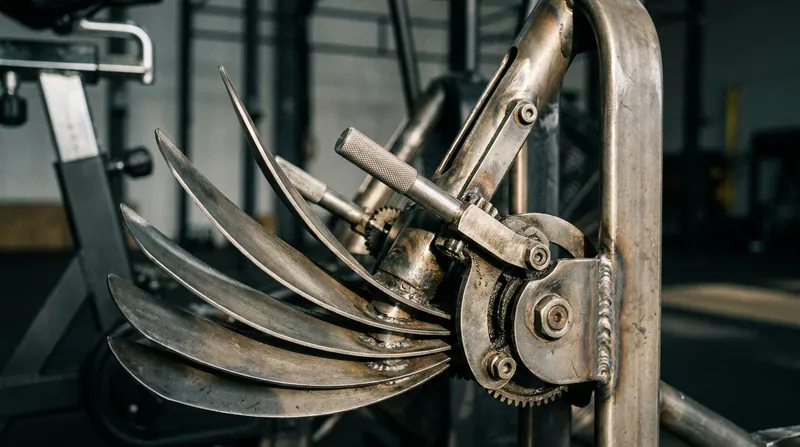 By changing the aerodynamic 'bite' of the fan blades, the bike alters its baseline resistance without requiring electricity.