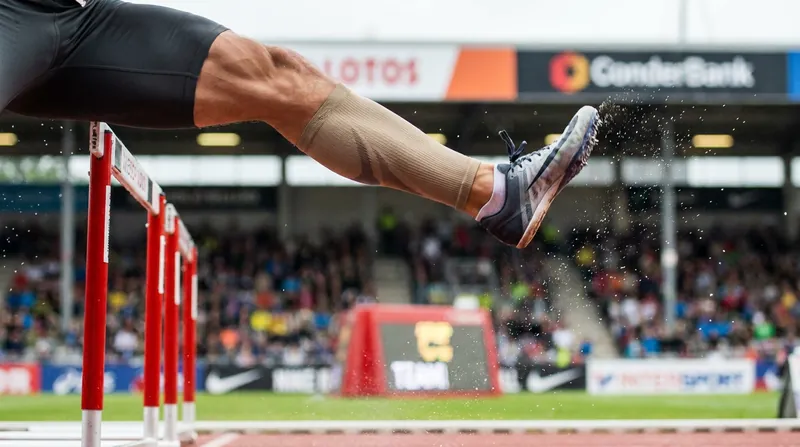 The 110m hurdles requires a delicate balance of horizontal speed and vertical clearance.