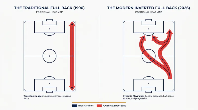 Heat maps illustrate how the full-back's territory has expanded from the touchline into the heart of the midfield.