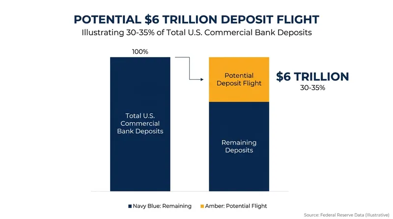 The U.S. Treasury estimates that up to 35% of commercial bank deposits could migrate to stablecoins.