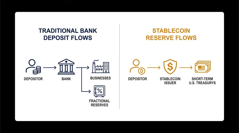 How stablecoins act like money market funds, diverting capital away from traditional lending.