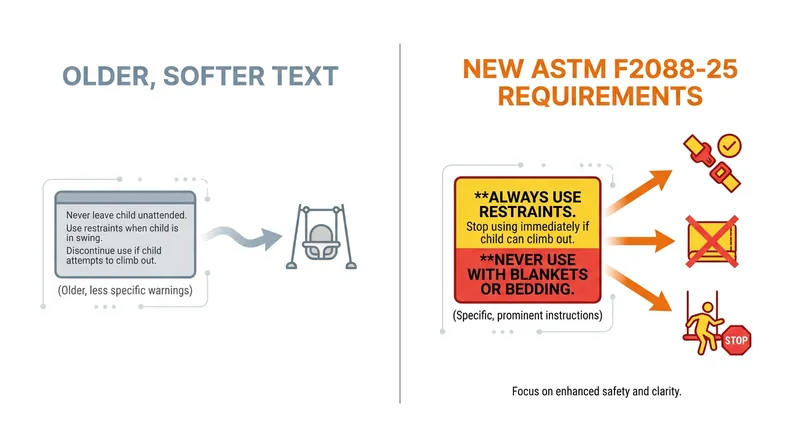 The 2026 standard removes ambiguous language, explicitly banning blankets and requiring the immediate removal of sleeping infants.