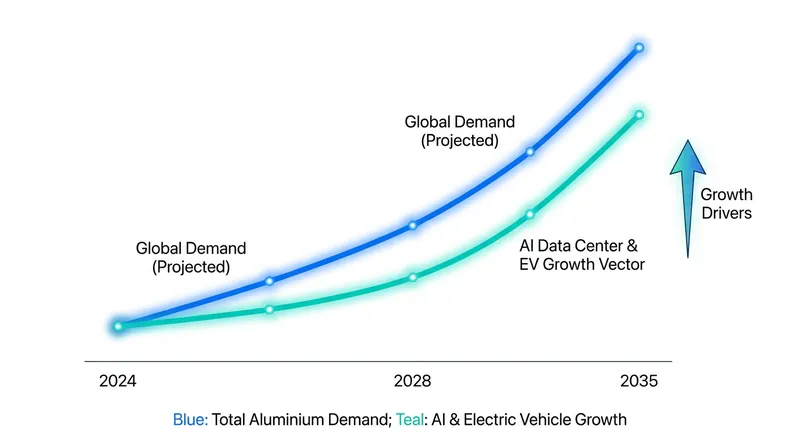 Aluminium demand is projected to surge as AI data centers and electrification strain existing global supplies.