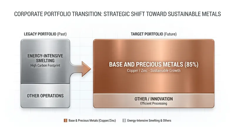 Following the divestment, South32 will derive approximately 85% of its earnings from base and precious metals like copper and zinc.