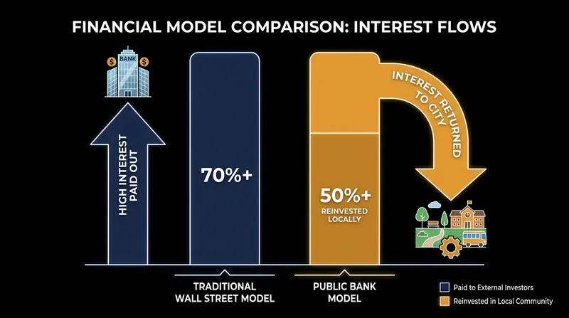 State and local governments currently pay an estimated $160 billion annually in interest to private financial institutions.