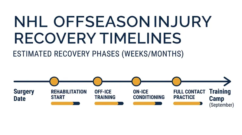 Typical recovery timelines for major offseason hockey procedures.