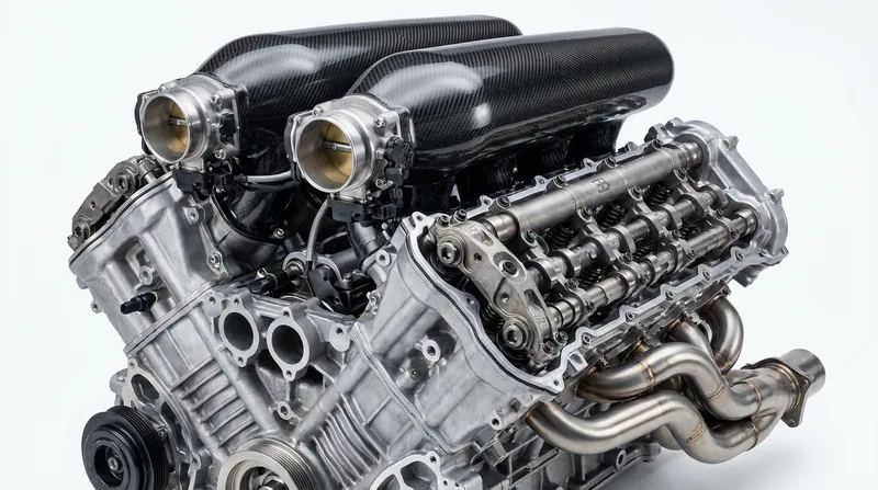 Developed with Cosworth, the naturally aspirated V16 engine revs to 9,000 rpm and weighs just 556 pounds.